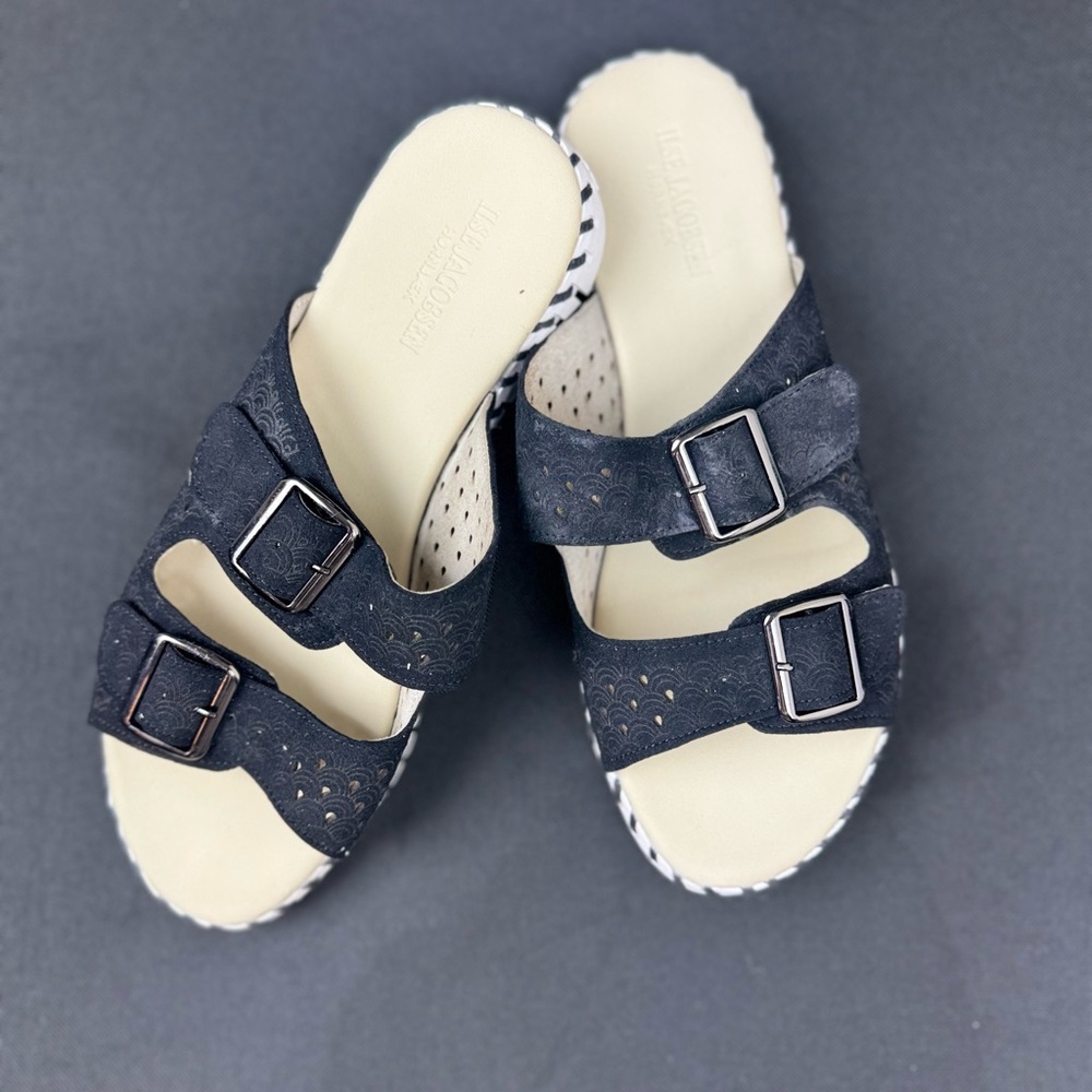 Ilse Jacobsen Tulip 1176LC Black Adjustable Buckle Sandal. 10/ 10.5